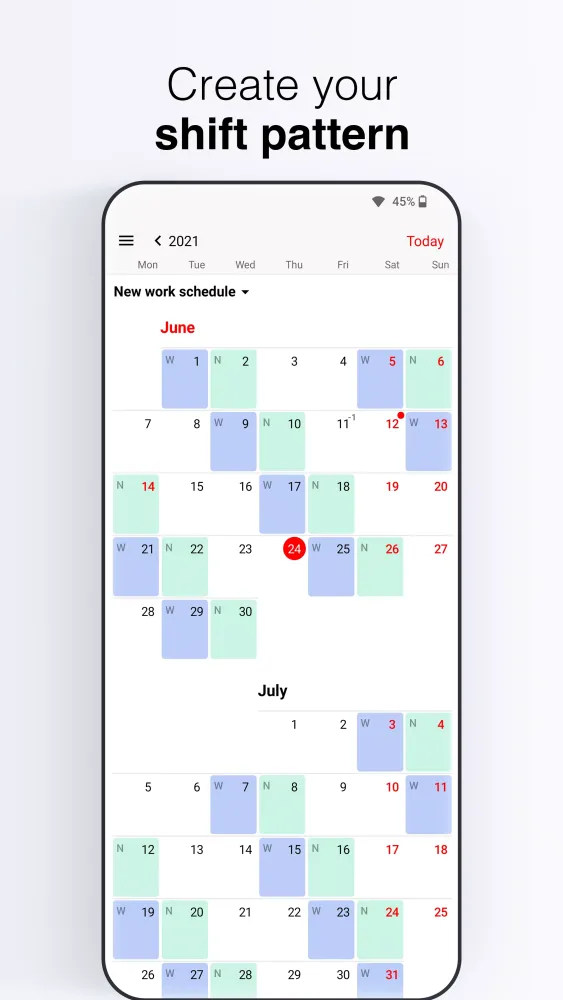 Nalabe Shift Work Calendar Screenshots