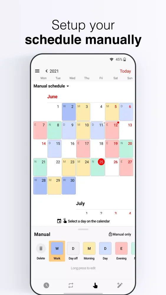 Nalabe Shift Work Calendar Screenshots
