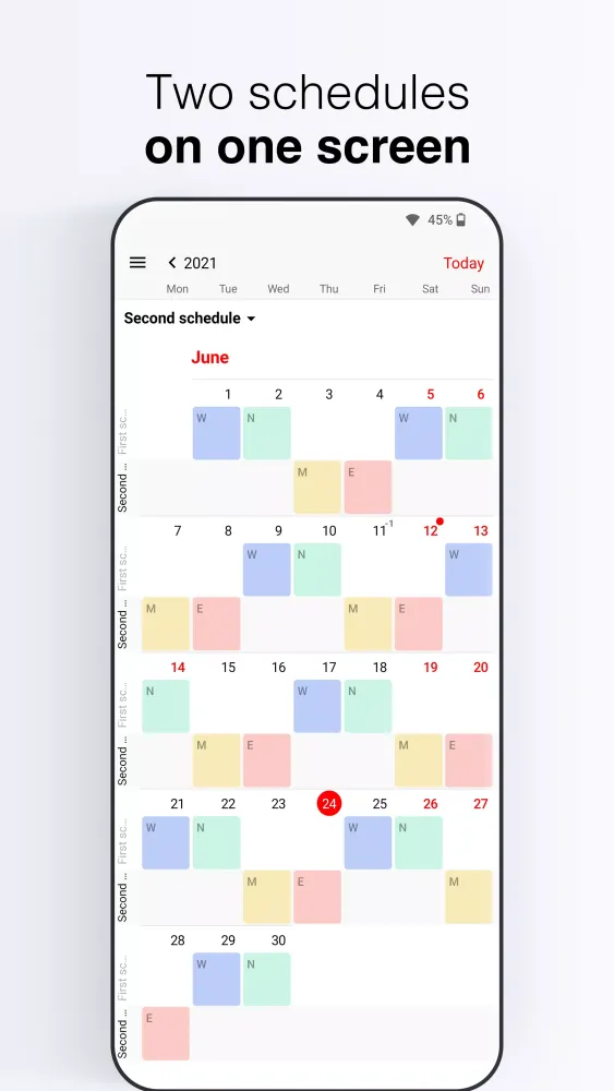 Nalabe Shift Work Calendar Screenshots