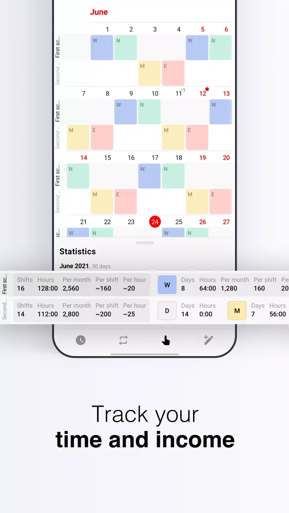 Nalabe Shift Work Calendar Screenshots