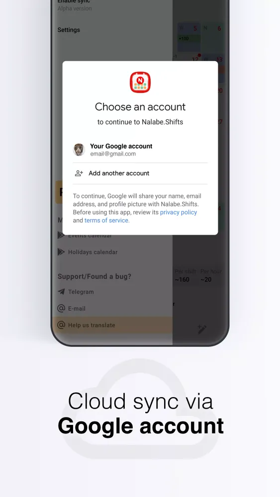 Nalabe Shift Work Calendar Screenshots