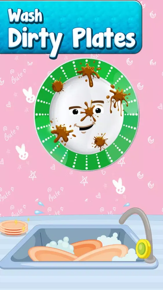 تصاویر Girl Dress Up Dish Washing Coloring : Free Games