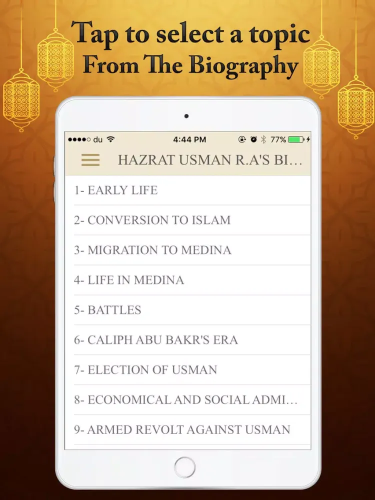 Hazrat Usman R.A's Biography Quiz Quotes iPad  Screenshots