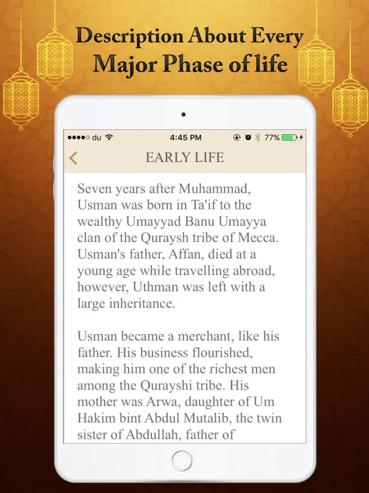 Hazrat Usman R.A's Biography Quiz Quotes iPad  Screenshots
