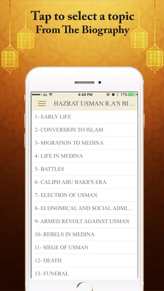 Hazrat Usman R.A's Biography Quiz Quotes Screenshots