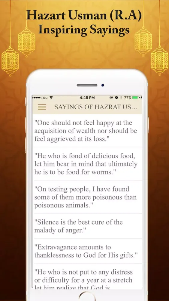 Hazrat Usman R.A's Biography Quiz Quotes Screenshots