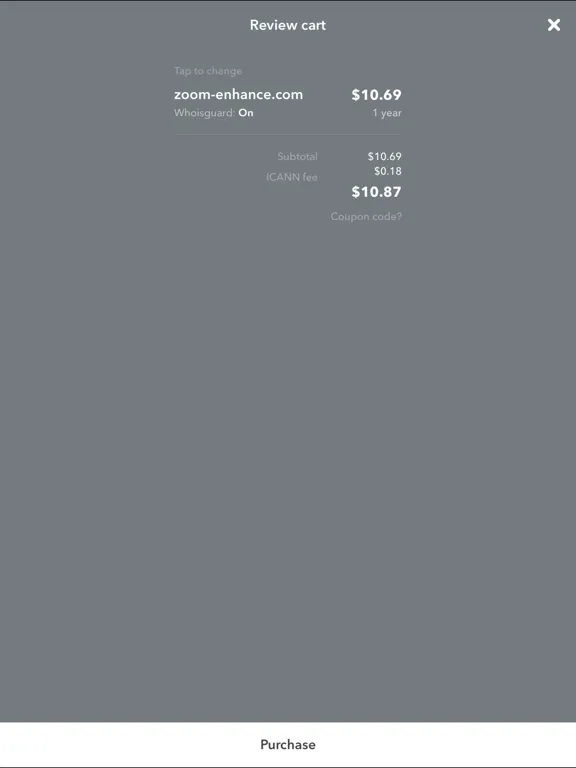 Namecheap iPad  スクリーンショット