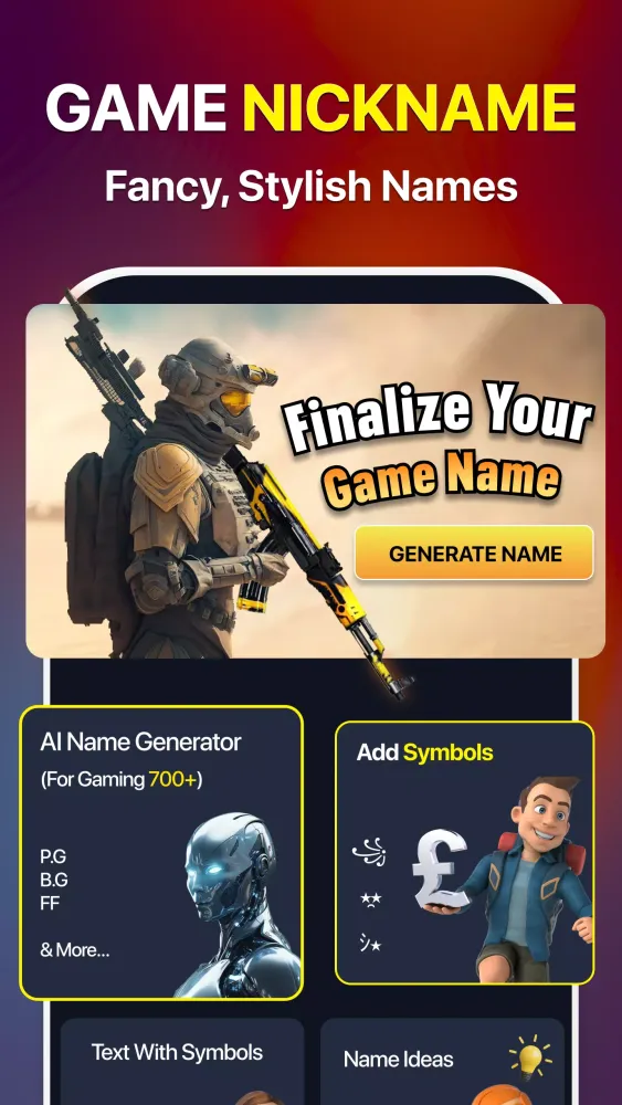 Capturas de pantalla de Nickname Generator Gaming name