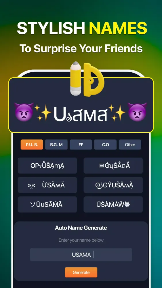 Capturas de pantalla de Nickname Generator Gaming name