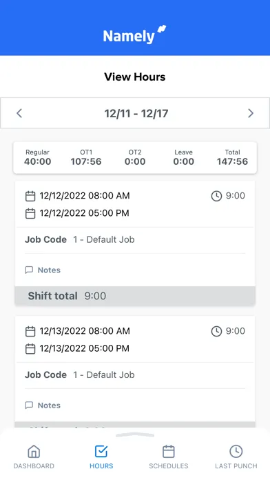 Zrzuty ekranu Namely Time 2.0