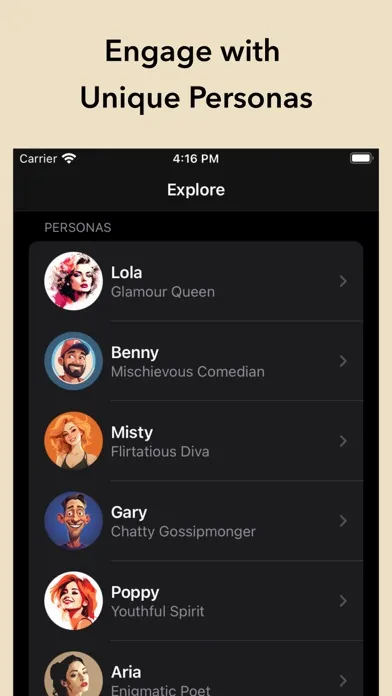 Zrzuty ekranu AI Personas & Characters