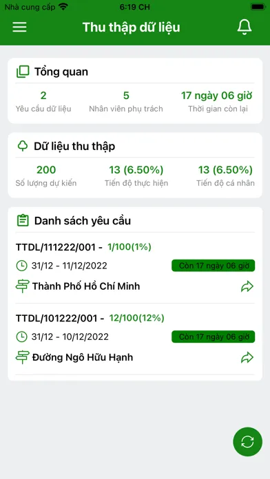 Capturas de tela do Thu Thập Dữ Liệu Cây Xanh