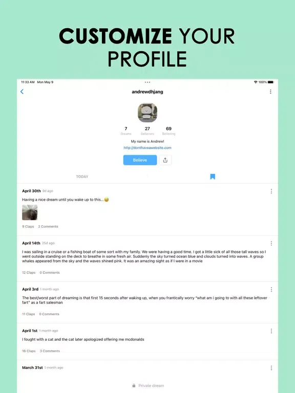 Dreamkle: My Social Journal iPad  Ekran Görüntüleri