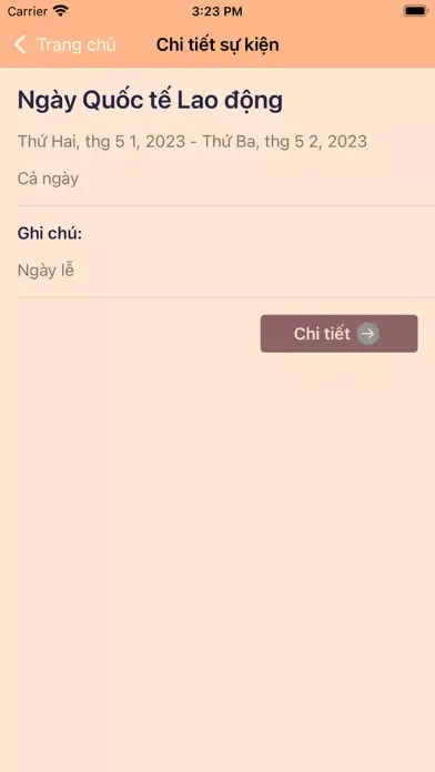 Capturas de tela do Âm lịch VN - Sự kiện