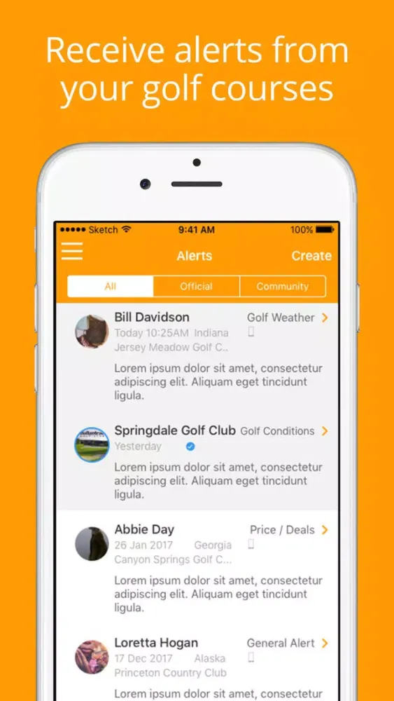 Golf Alerts Screenshots
