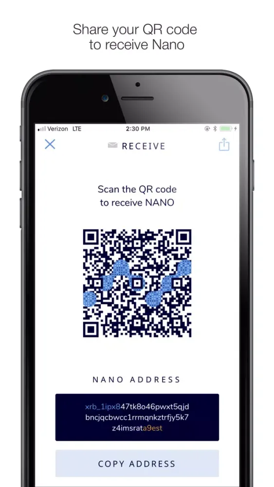 Captures d'écran de NWC Nano Wallet