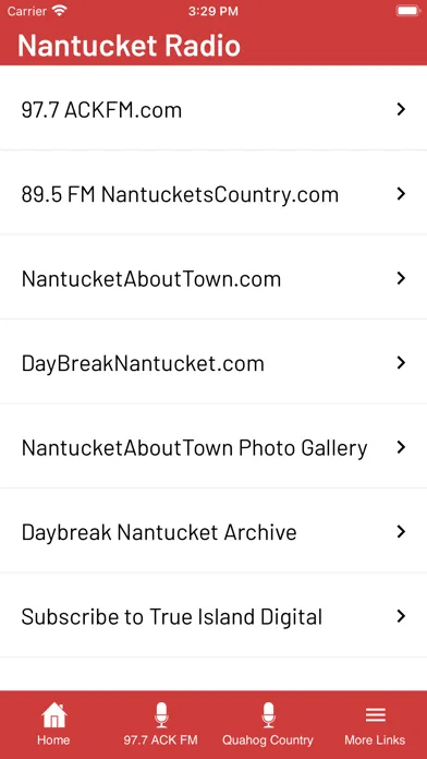 Capturas de tela do Nantucket Radio