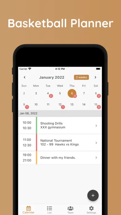 Basketball Schedule Planner Screenshots
