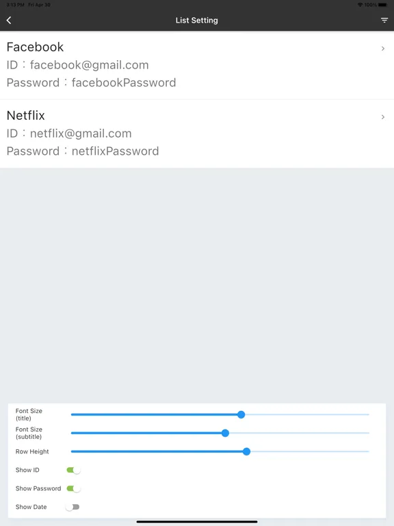 Zrzuty ekranu Password Notepad | P-Note iPad 