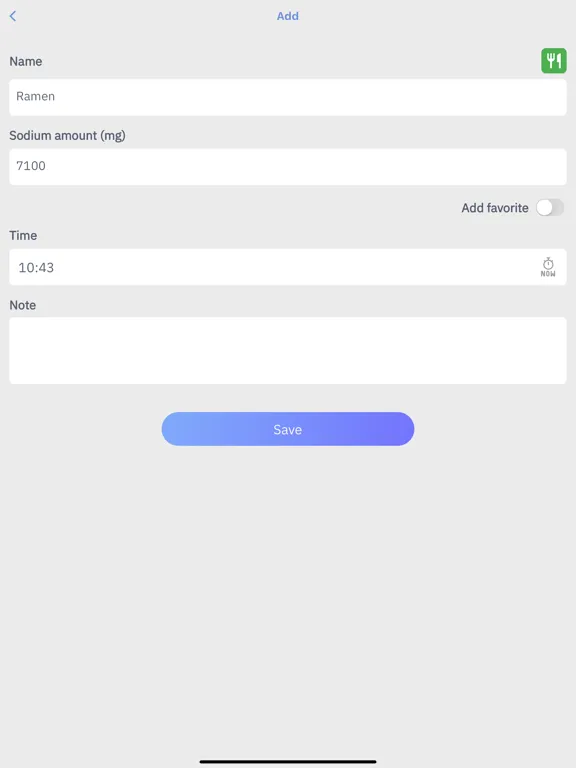 Tangkapan layar Simple Sodium Log iPad 