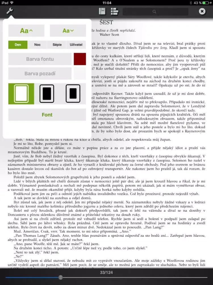 Ảnh chụp màn hình của eReading.cz iPad 