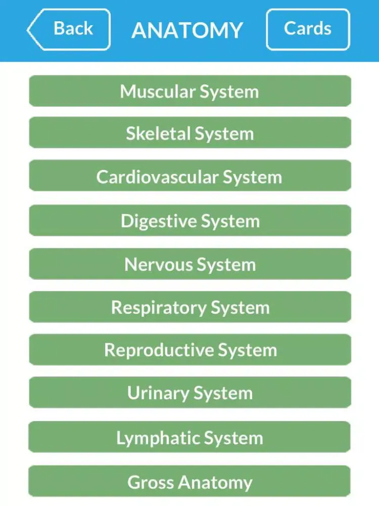 Capturas de tela do Anatomy Cards iPad 