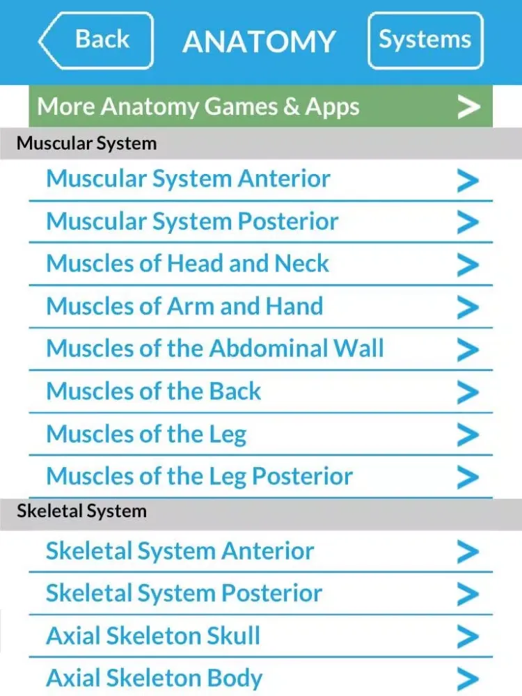 Capturas de tela do Anatomy Cards iPad 