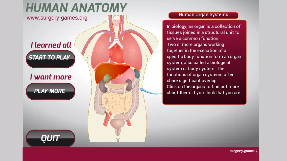 Capturas de tela do Human Anatomy Game