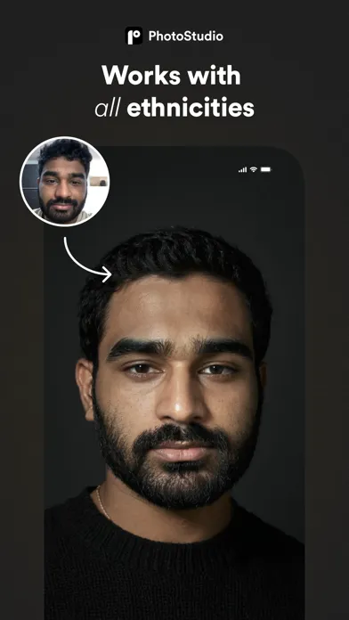 Tangkapan skrin PhotoStudio: AI Headshot