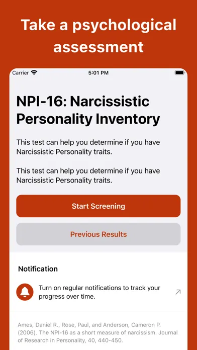 Narcissistic Personality Test 스크린샷