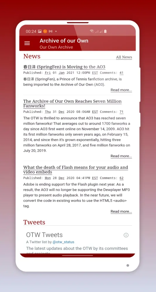 Archive of Our Own - AO3 Screenshots
