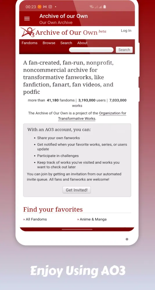 Archive of Our Own - AO3 Screenshots