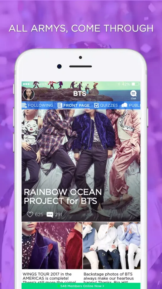 Tangkapan skrin ARMY Amino for BTS Stans