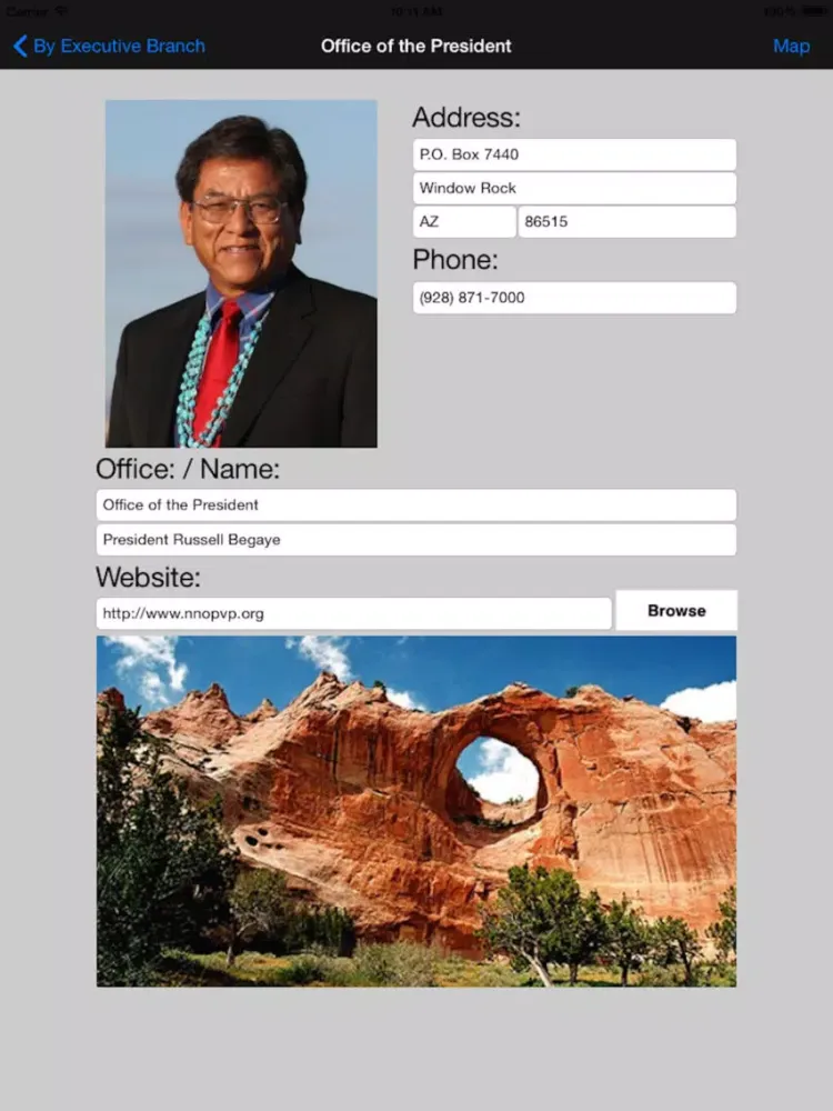 Capturas de tela do Navajo Nation Tribal Indian Government iPad 