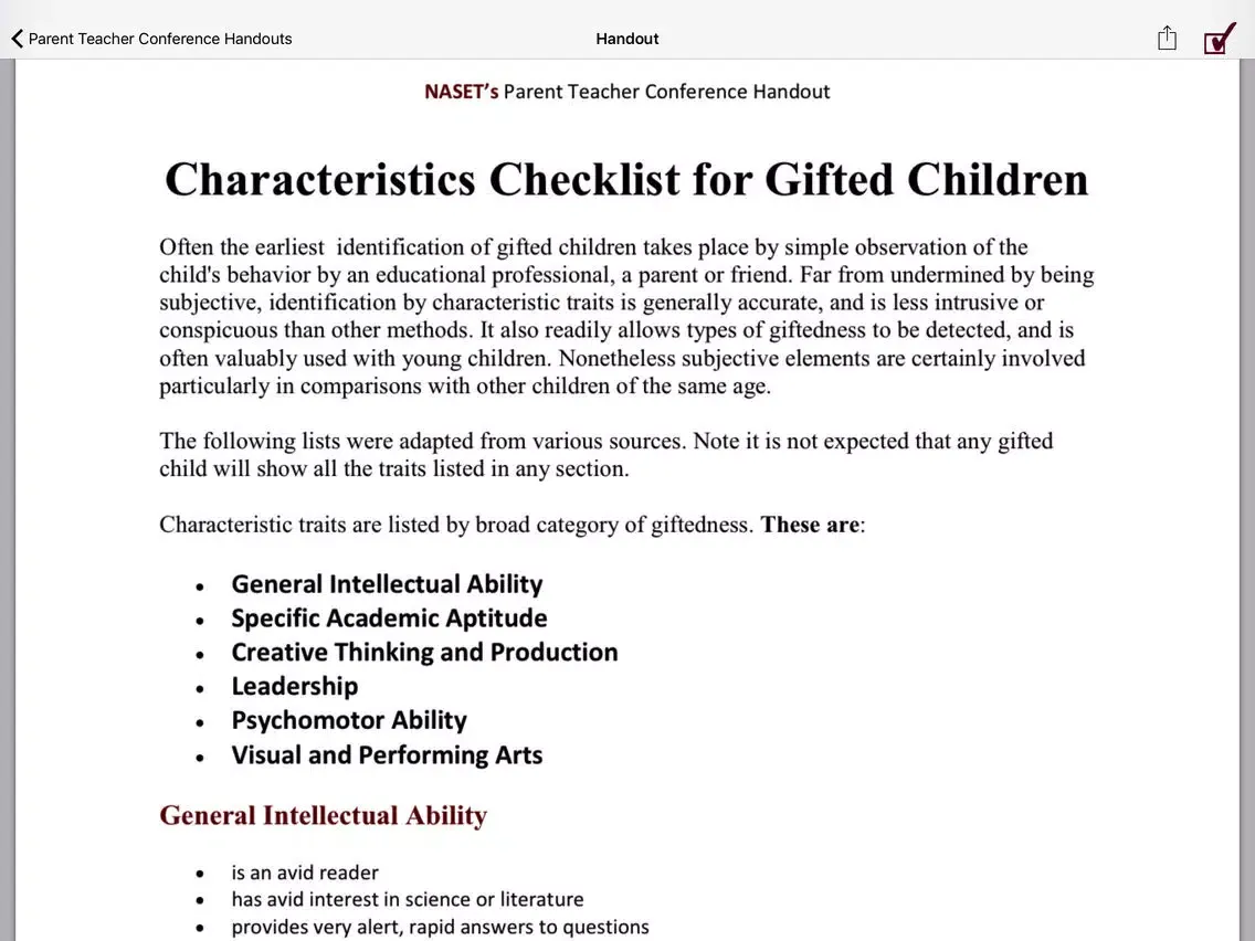 Скриншоты Parent Teacher Handouts iPad 