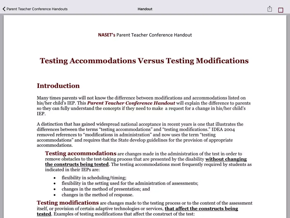 Скриншоты Parent Teacher Handouts iPad 