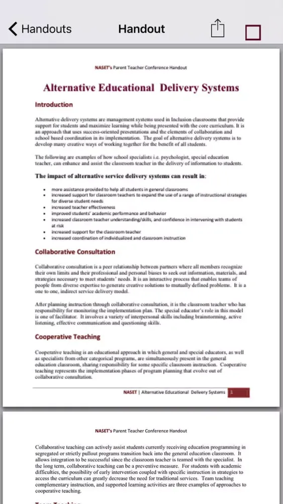Скриншоты Parent Teacher Handouts
