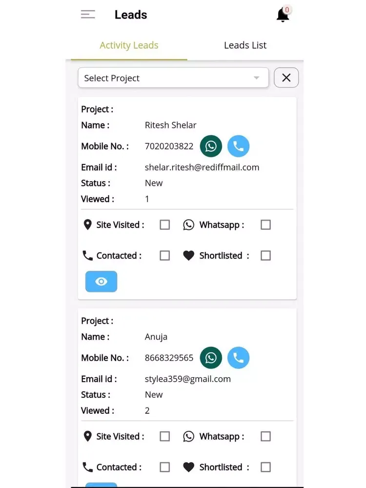 Tangkapan layar NPG SELLERS CRM iPad 