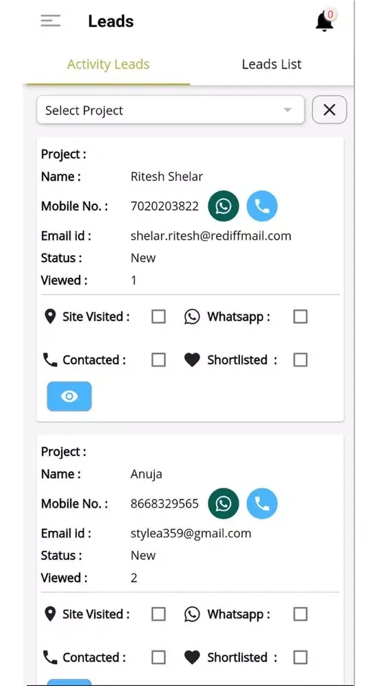 Tangkapan layar NPG SELLERS CRM