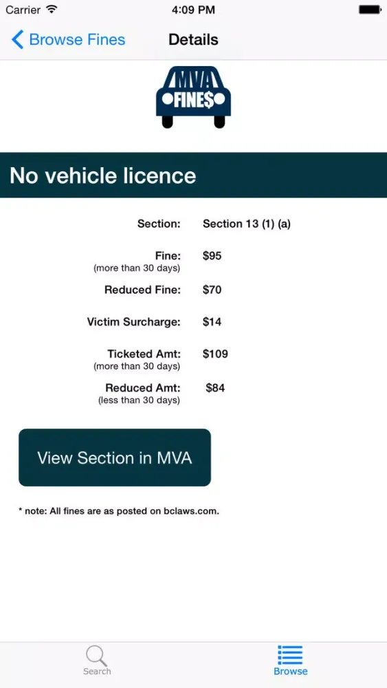 Tangkapan layar BC MVA Fines