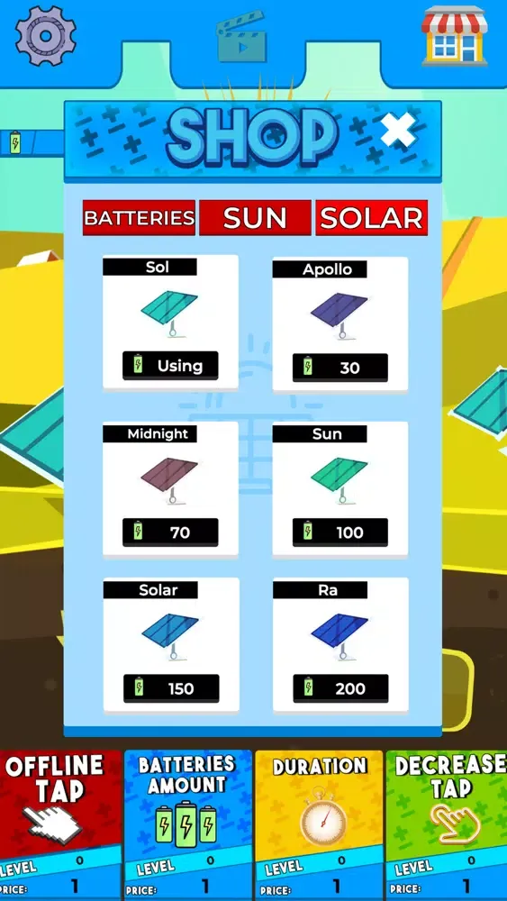 ภาพหน้าจอของ Idle Solar Tapping
