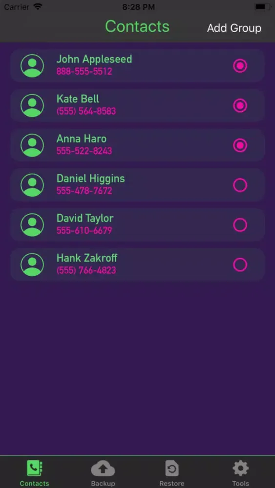 Скриншоты Backup vs Restore Contacts