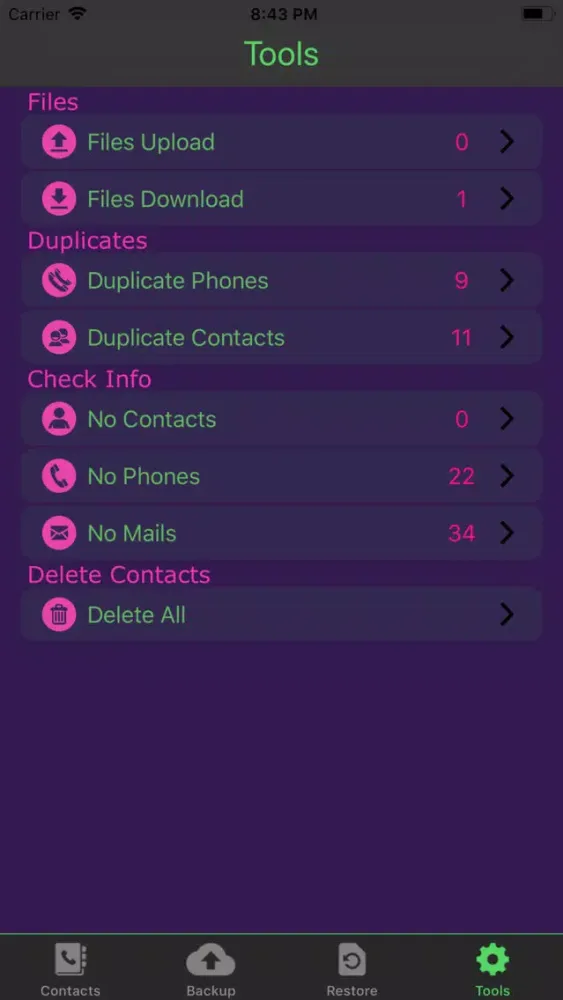 Скриншоты Backup vs Restore Contacts