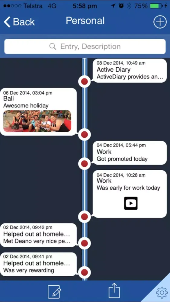 Active Diary Screenshots