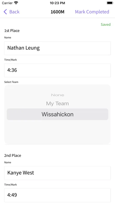 Track & Field Dual Meet Scorer سکرین شاٹس