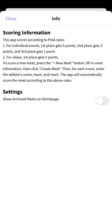 Track & Field Dual Meet Scorer سکرین شاٹس