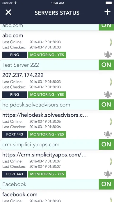Tangkapan skrin Uptime - Server Monitor