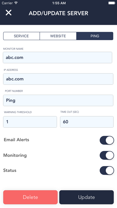Ảnh chụp màn hình của Uptime - Server Monitor