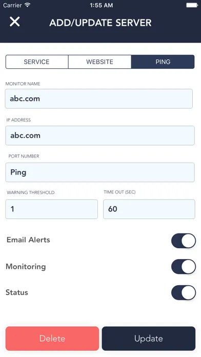 Tangkapan skrin Uptime - Server Monitor