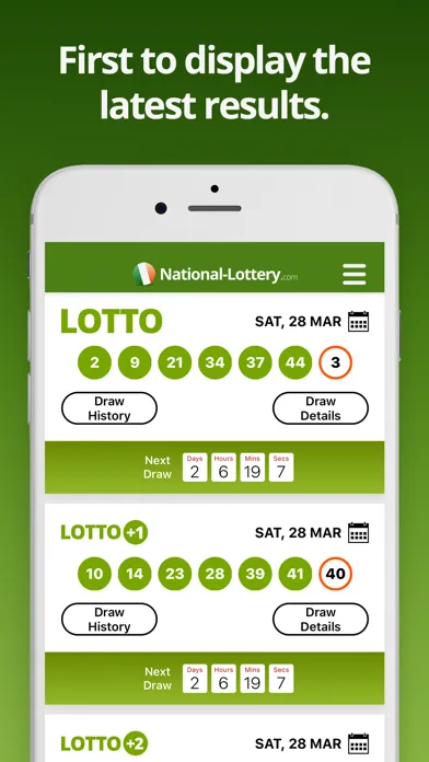 Capturas de tela do Irish Lottery Results